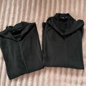 Express Black Ribbed Turtleneck Tops (Pair)